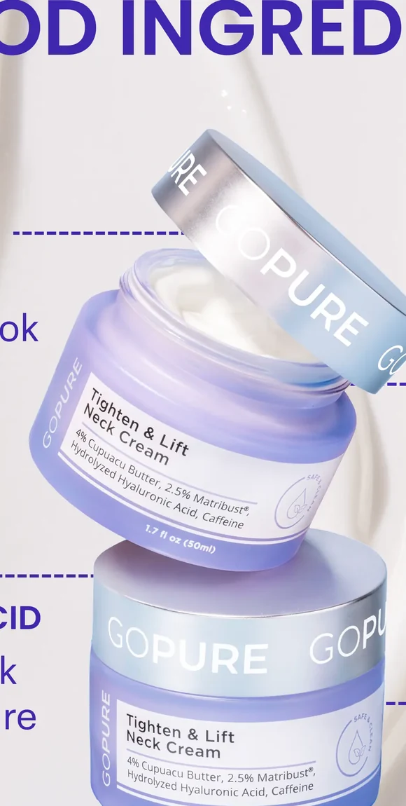 Texture et pot de la crème cou GoPure